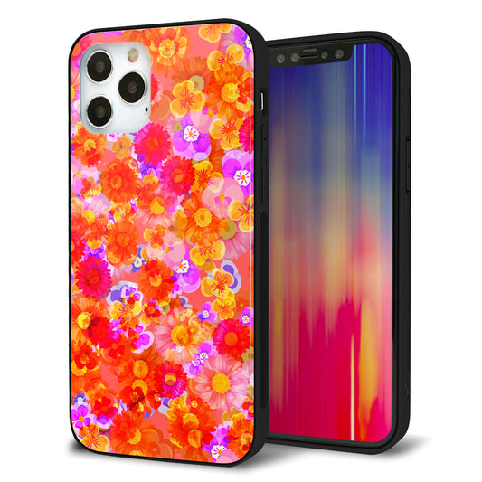iPhone12 Pro 強化ガラス＆TPUスマホケース ガラプリ【SC871 リバティプリント フルールドパルファン（レッド）】