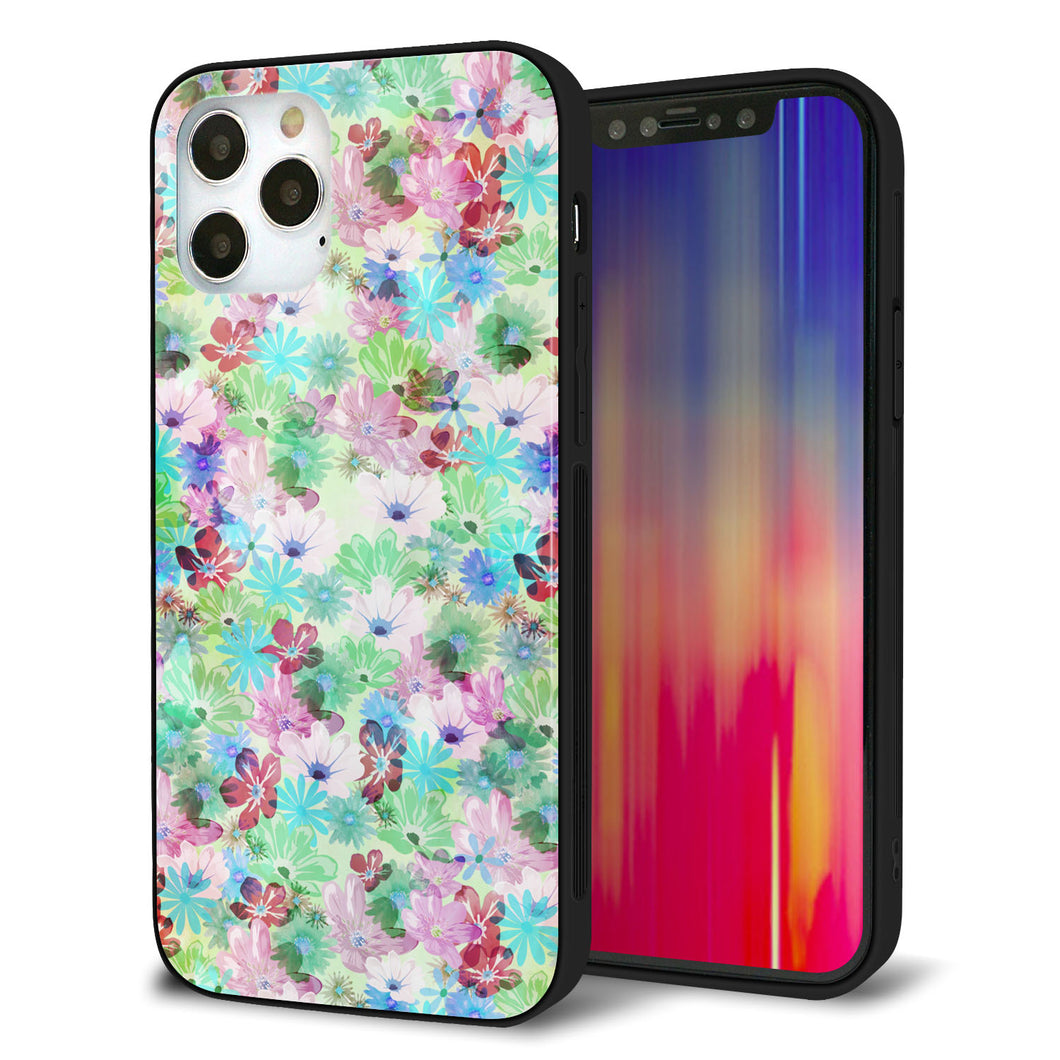 iPhone12 Pro 強化ガラス＆TPUスマホケース ガラプリ【SC872 リバティプリント プレスドフラワー（グリーン）】