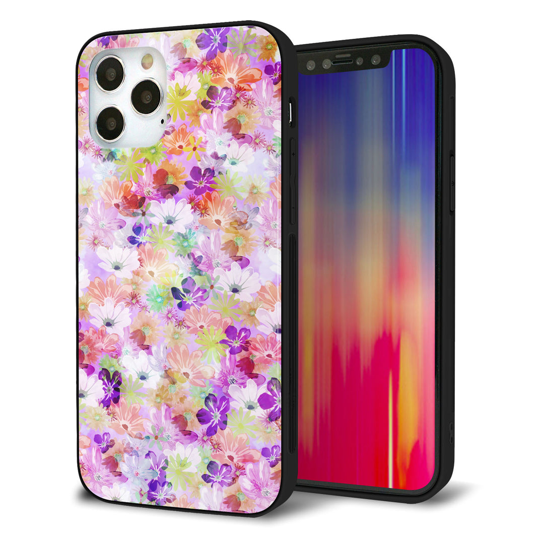 iPhone12 Pro 強化ガラス＆TPUスマホケース ガラプリ【SC873 リバティプリント プレスドフラワー（パープル）】