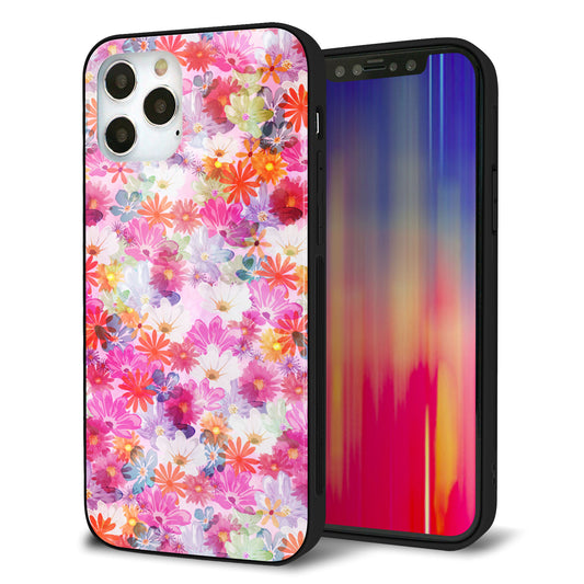 iPhone12 Pro 強化ガラス＆TPUスマホケース ガラプリ【SC874 リバティプリント プレスドフラワー（ピンク）】