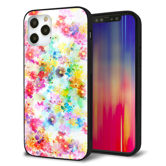 iPhone12 Pro 強化ガラス＆TPUスマホケース ガラプリ【SC876 リバティプリント プレスドフラワー（ホワイト）】