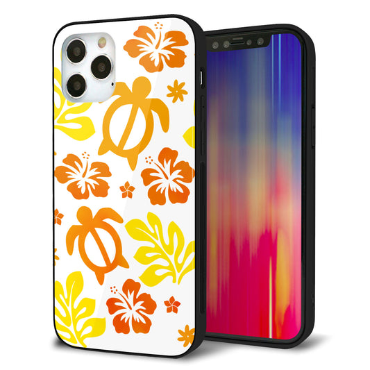iPhone12 Pro 強化ガラス＆TPUスマホケース ガラプリ【SC877 ハワイアンアロハホヌ（イエロー）】