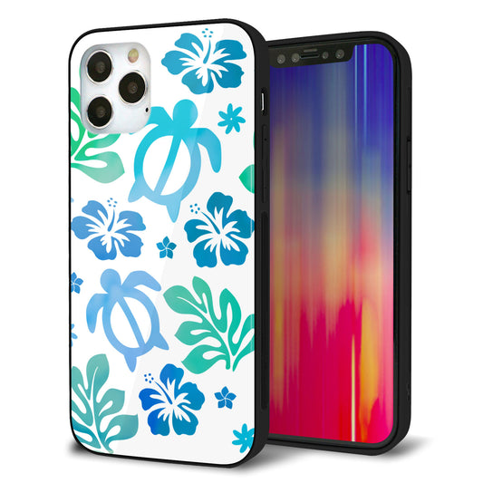 iPhone12 Pro 強化ガラス＆TPUスマホケース ガラプリ【SC880 ハワイアンアロハホヌ（ブルー）】