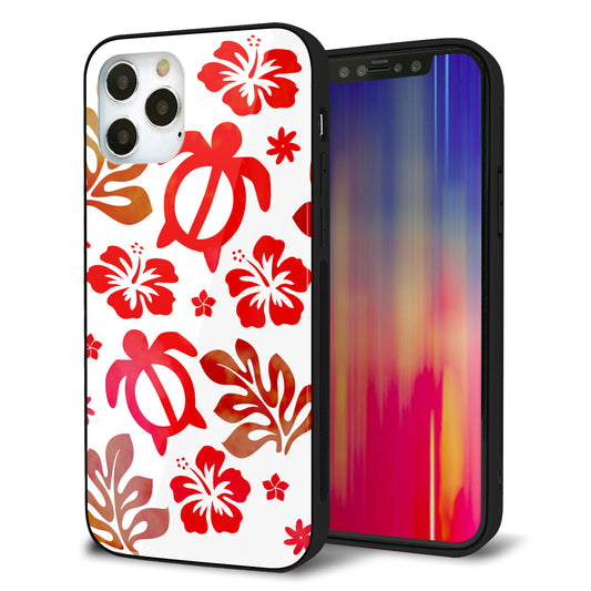 iPhone12 Pro 強化ガラス＆TPUスマホケース ガラプリ【SC881 ハワイアンアロハホヌ（レッド）】