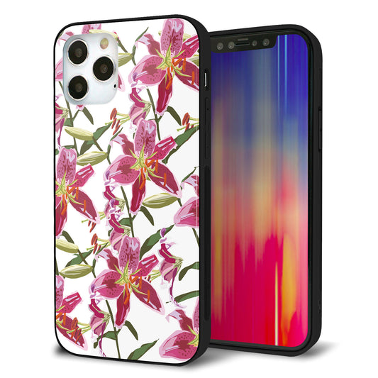iPhone12 Pro 強化ガラス＆TPUスマホケース ガラプリ【SC892 ボタニカル スカーレットリリー】