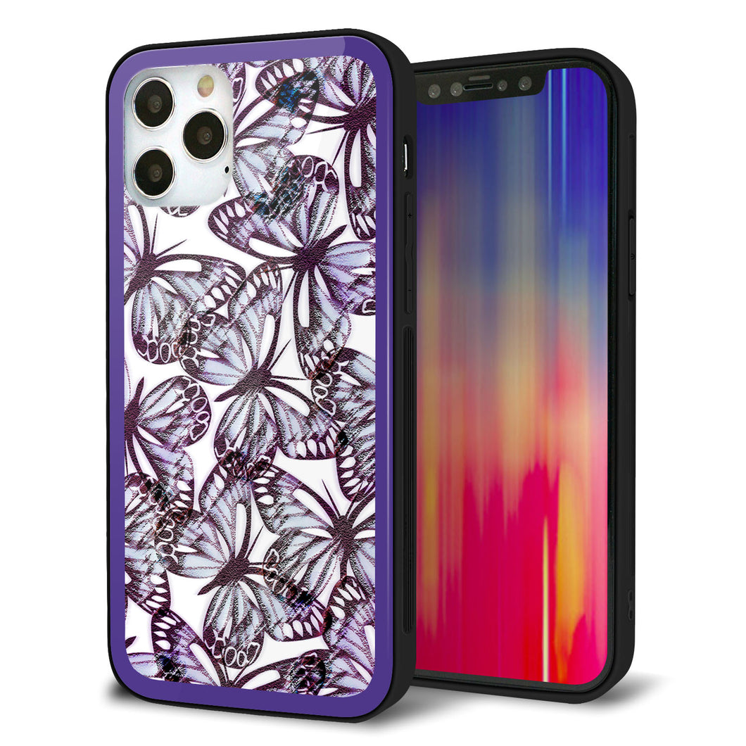 iPhone12 Pro 強化ガラス＆TPUスマホケース ガラプリ【SC903 ガーデンバタフライ パープル】