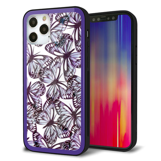 iPhone12 Pro 強化ガラス＆TPUスマホケース ガラプリ【SC903 ガーデンバタフライ パープル】