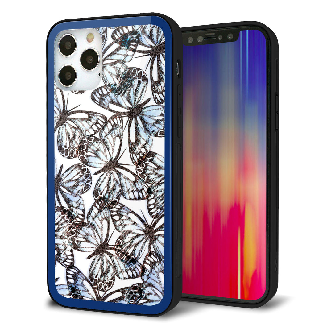 iPhone12 Pro 強化ガラス＆TPUスマホケース ガラプリ【SC906 ガーデンバタフライ ブルー】