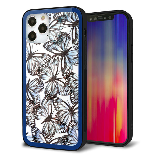 iPhone12 Pro 強化ガラス＆TPUスマホケース ガラプリ【SC906 ガーデンバタフライ ブルー】