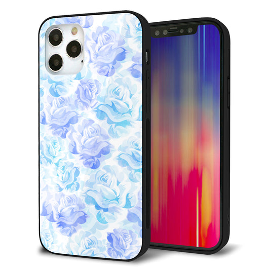 iPhone12 Pro 強化ガラス＆TPUスマホケース ガラプリ【SC927 ローズ ブルー】