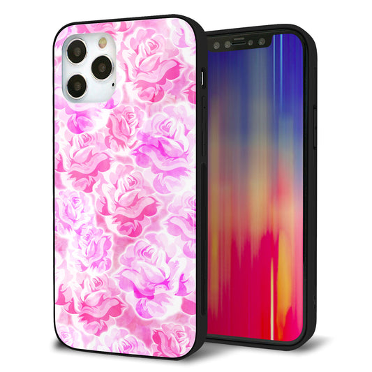 iPhone12 Pro 強化ガラス＆TPUスマホケース ガラプリ【SC928 ローズ ピンク】