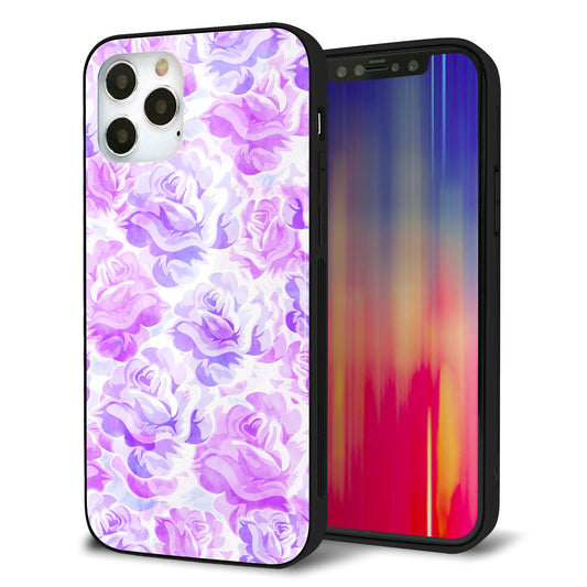 iPhone12 Pro 強化ガラス＆TPUスマホケース ガラプリ【SC929 ローズ パープル】
