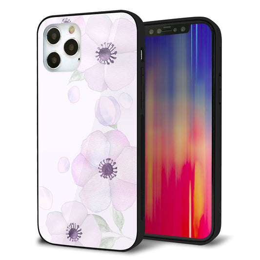 iPhone12 Pro 強化ガラス＆TPUスマホケース ガラプリ【SC950 ドゥ・フルール（パウダーバイオレット）】