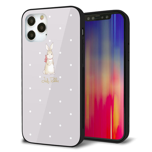iPhone12 Pro 強化ガラス＆TPUスマホケース ガラプリ【SC968 Lady Rabbit グレージュ ガラプリhp】