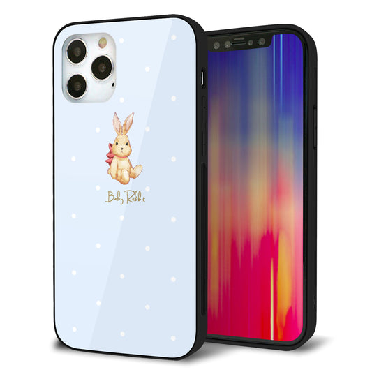 iPhone12 Pro 強化ガラス＆TPUスマホケース ガラプリ【SC980 Baby Rabbit ブルー ガラプリ】