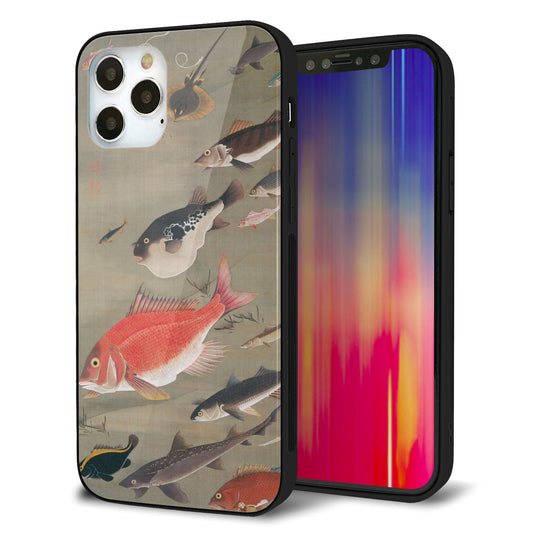 iPhone12 Pro 強化ガラス＆TPUスマホケース ガラプリ【TA007 群魚】