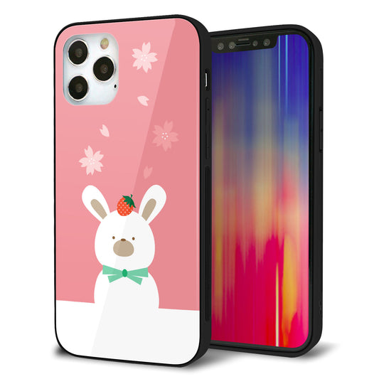 iPhone12 Pro 強化ガラス＆TPUスマホケース ガラプリ【TA016 春うさぎ】