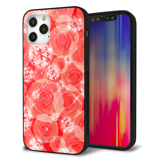 iPhone12 Pro 強化ガラス＆TPUスマホケース ガラプリ【VA816 ダイヤモンドとバラ】