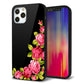 iPhone12 Pro 強化ガラス＆TPUスマホケース ガラプリ【VA826 バラのフレーム(黒)】