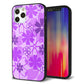 iPhone12 Pro 強化ガラス＆TPUスマホケース ガラプリ【VA960 重なり合う花 パープル】