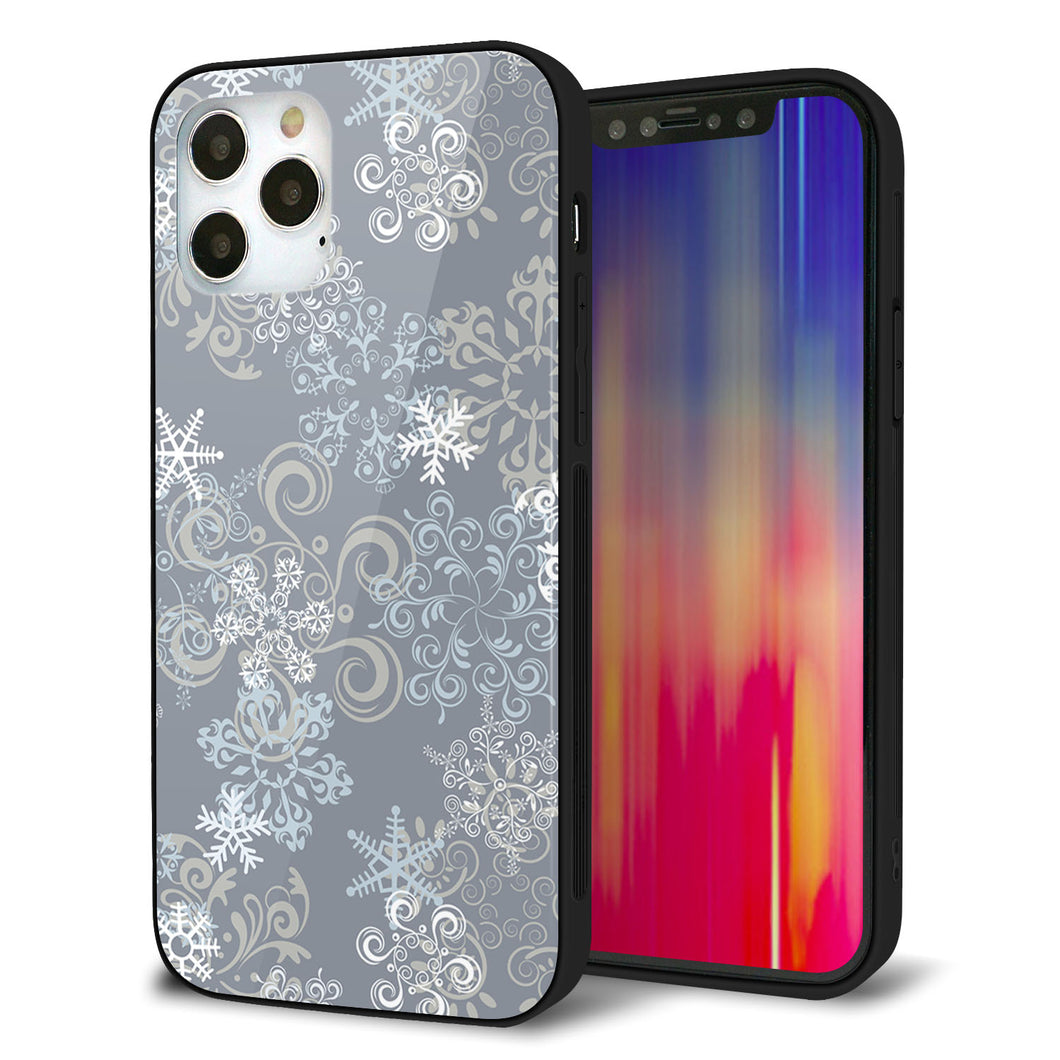 iPhone12 Pro 強化ガラス＆TPUスマホケース ガラプリ【XA801 雪の結晶】