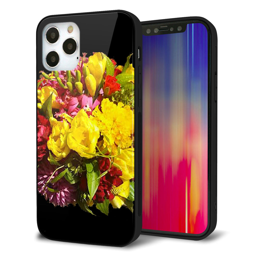 iPhone12 Pro 強化ガラス＆TPUスマホケース ガラプリ【YI883 フラワー４】