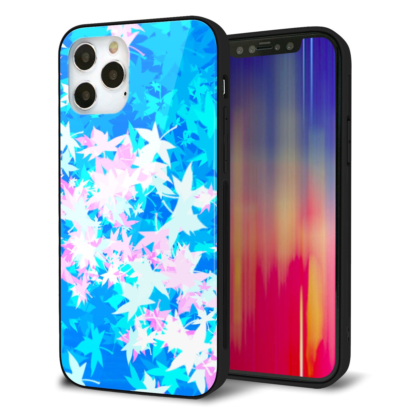 iPhone12 Pro 強化ガラス＆TPUスマホケース ガラプリ【YJ290 デザインもみじ】
