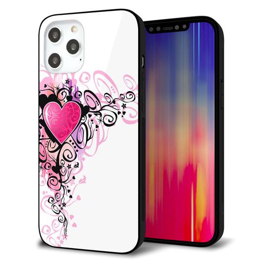 iPhone12 Pro Max 強化ガラス＆TPUスマホケース ガラプリ【007 スタイリッシュハート】