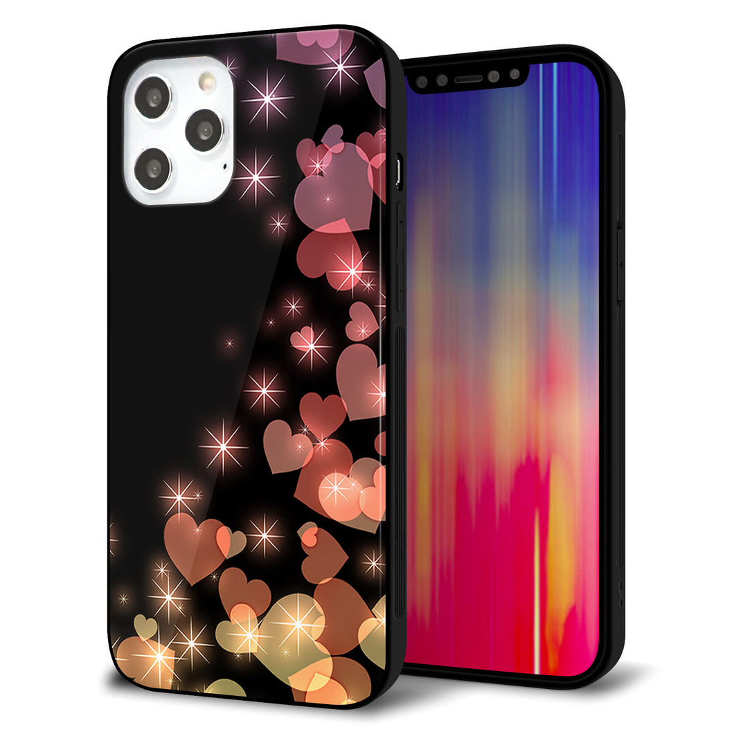 iPhone12 Pro Max 強化ガラス＆TPUスマホケース ガラプリ【020 夜のきらめきハート】