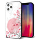 iPhone12 Pro Max 強化ガラス＆TPUスマホケース ガラプリ【030 花と蝶（うす桃色）】