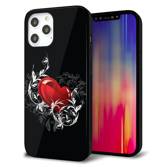 iPhone12 Pro Max 強化ガラス＆TPUスマホケース ガラプリ【032 クリスタルハート】