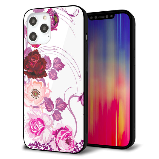 iPhone12 Pro Max 強化ガラス＆TPUスマホケース ガラプリ【116 ６月のバラ】