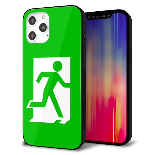 iPhone12 Pro Max 強化ガラス＆TPUスマホケース ガラプリ【163 非常口】