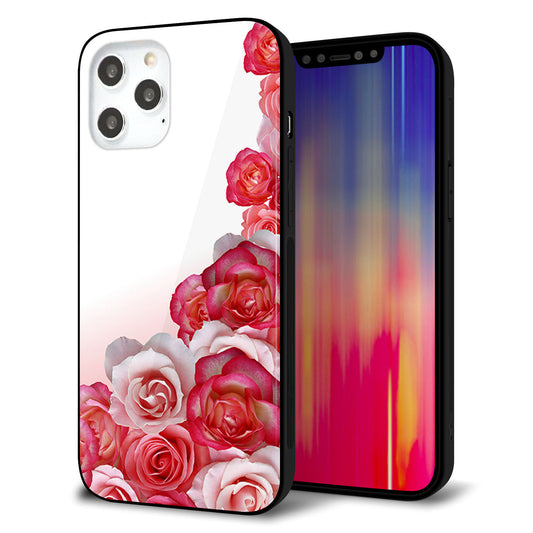 iPhone12 Pro Max 強化ガラス＆TPUスマホケース ガラプリ【299 薔薇の壁】