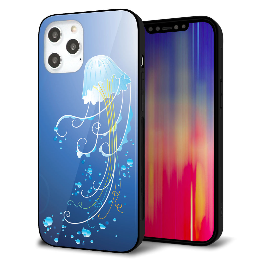 iPhone12 Pro Max 強化ガラス＆TPUスマホケース ガラプリ【362 ジェリーフィシュ】