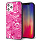 iPhone12 Pro Max 強化ガラス＆TPUスマホケース ガラプリ【383 ピンクのハート】