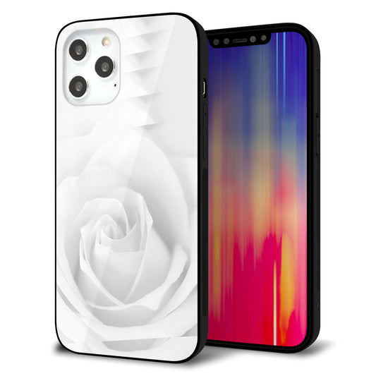 iPhone12 Pro Max 強化ガラス＆TPUスマホケース ガラプリ【402 ホワイトＲｏｓｅ】