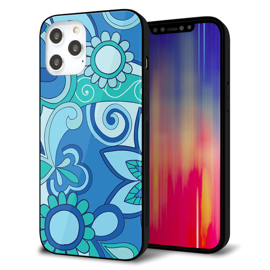 iPhone12 Pro Max 強化ガラス＆TPUスマホケース ガラプリ【409 ブルーミックス】