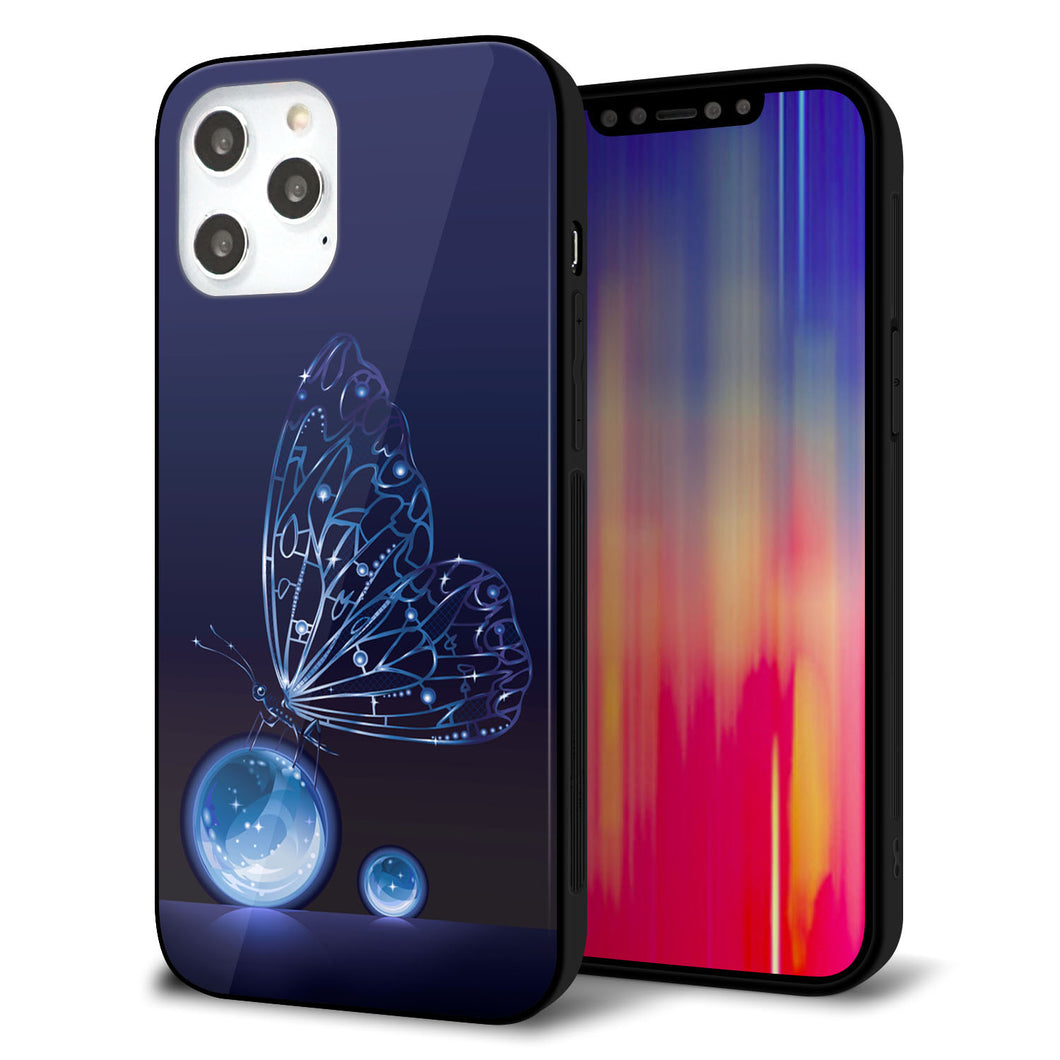 iPhone12 Pro Max 強化ガラス＆TPUスマホケース ガラプリ【418 神秘の蝶】