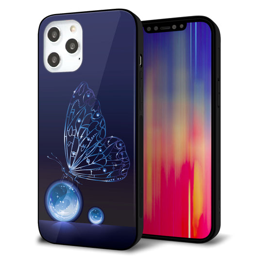 iPhone12 Pro Max 強化ガラス＆TPUスマホケース ガラプリ【418 神秘の蝶】