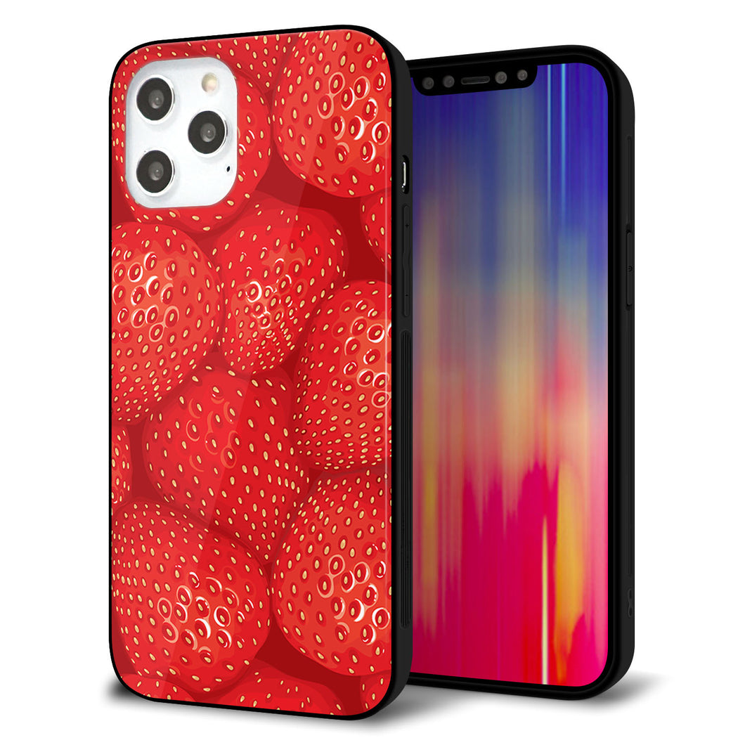 iPhone12 Pro Max 強化ガラス＆TPUスマホケース ガラプリ【444 ストロベリーウォール】