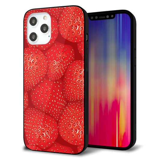 iPhone12 Pro Max 強化ガラス＆TPUスマホケース ガラプリ【444 ストロベリーウォール】