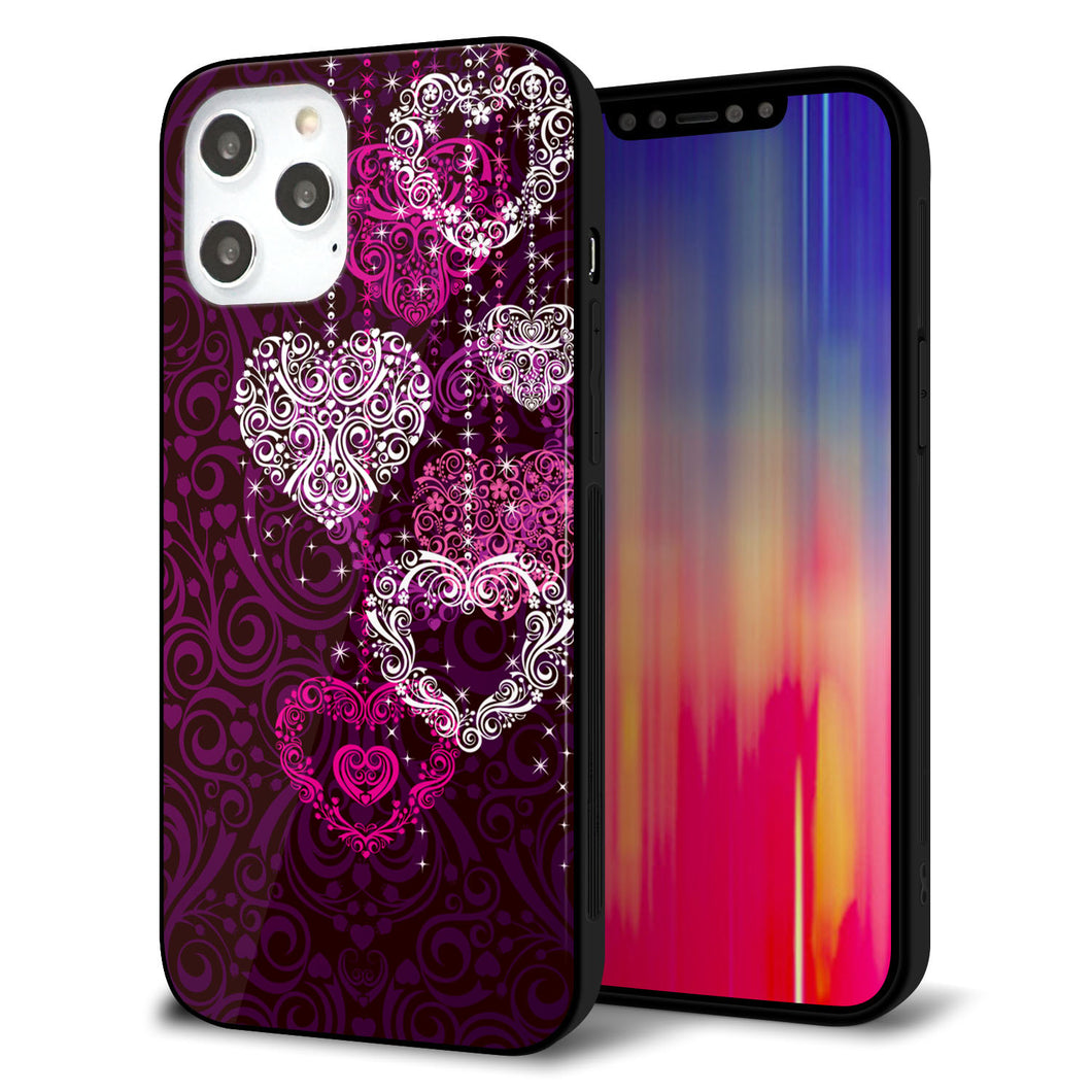 iPhone12 Pro Max 強化ガラス＆TPUスマホケース ガラプリ【468 ハートのシャンデリア】