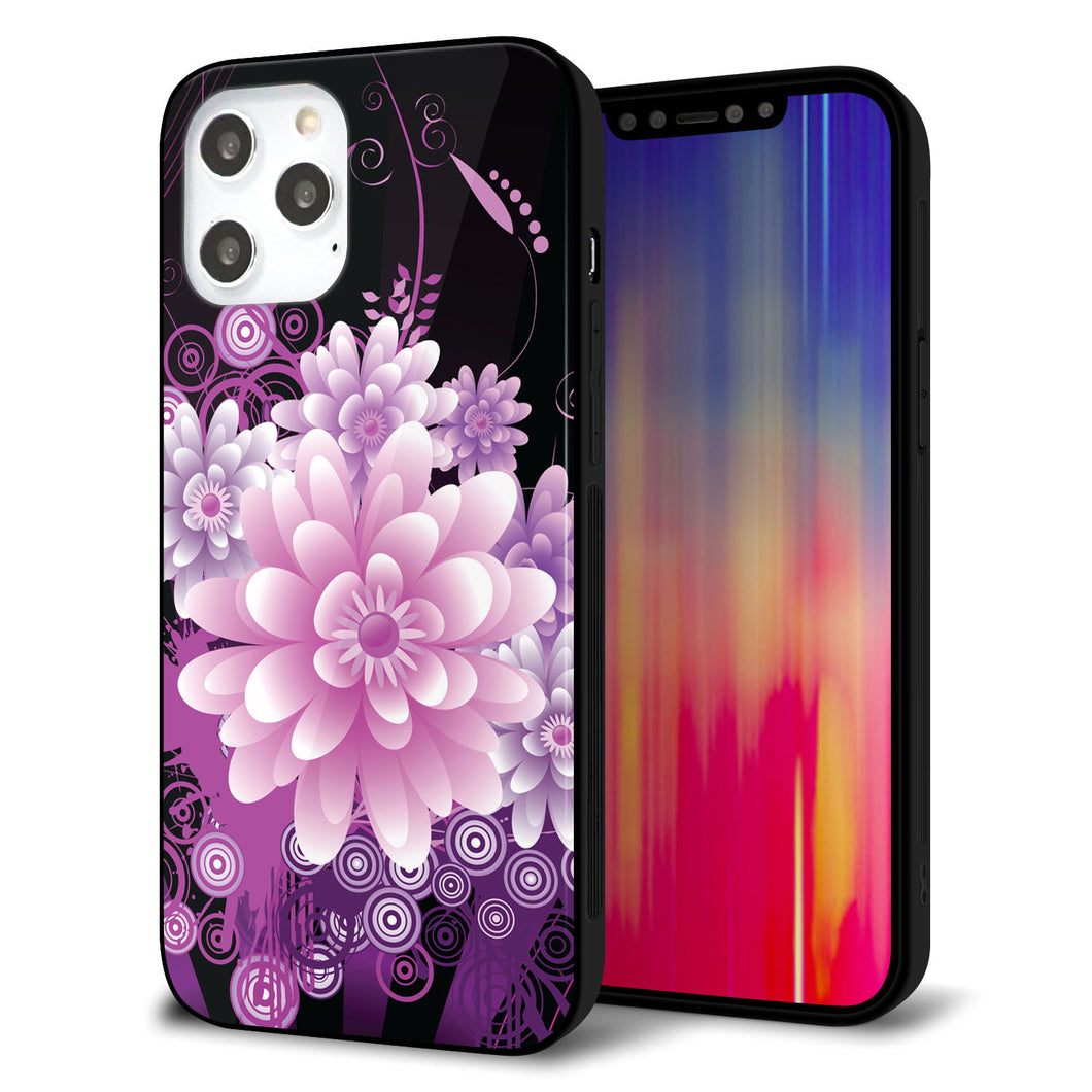 iPhone12 Pro Max 強化ガラス＆TPUスマホケース ガラプリ【564 3Dフラワー】