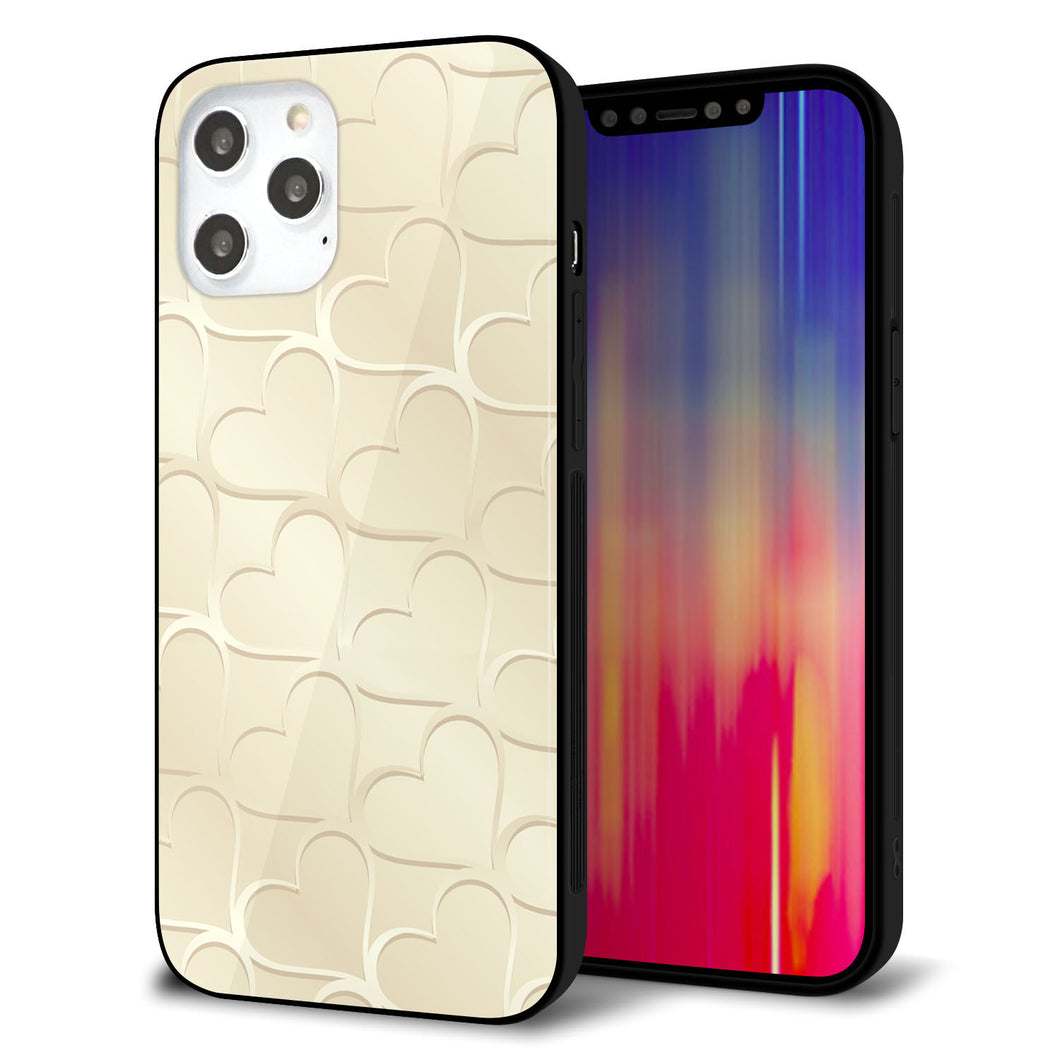 iPhone12 Pro Max 強化ガラス＆TPUスマホケース ガラプリ【630 かくれハート】