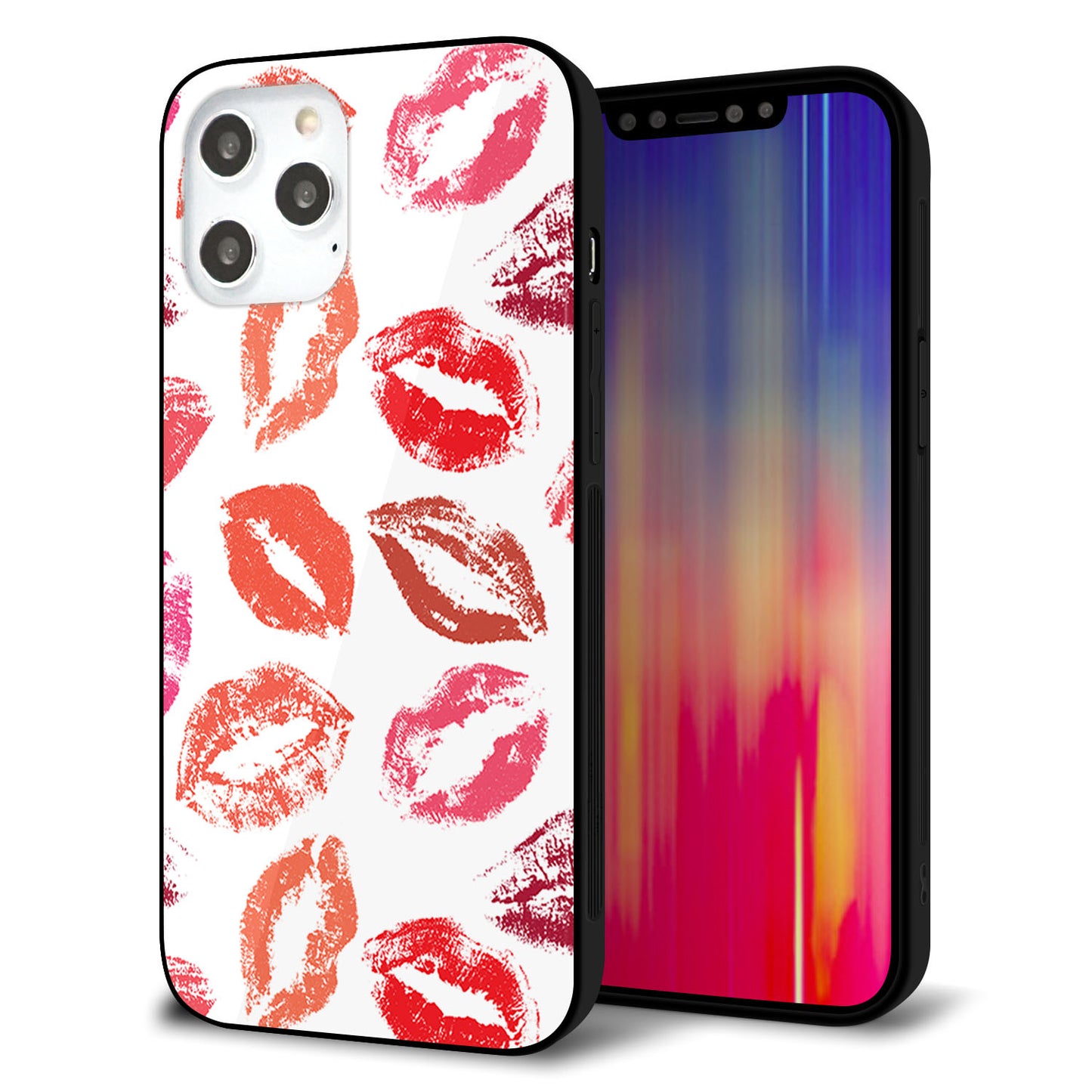 iPhone12 Pro Max 強化ガラス＆TPUスマホケース ガラプリ【734 キスkissキス】