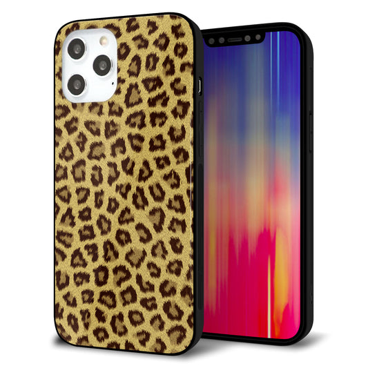 iPhone12 Pro Max 強化ガラス＆TPUスマホケース ガラプリ【1065 ヒョウ柄ベーシックSゴールド】