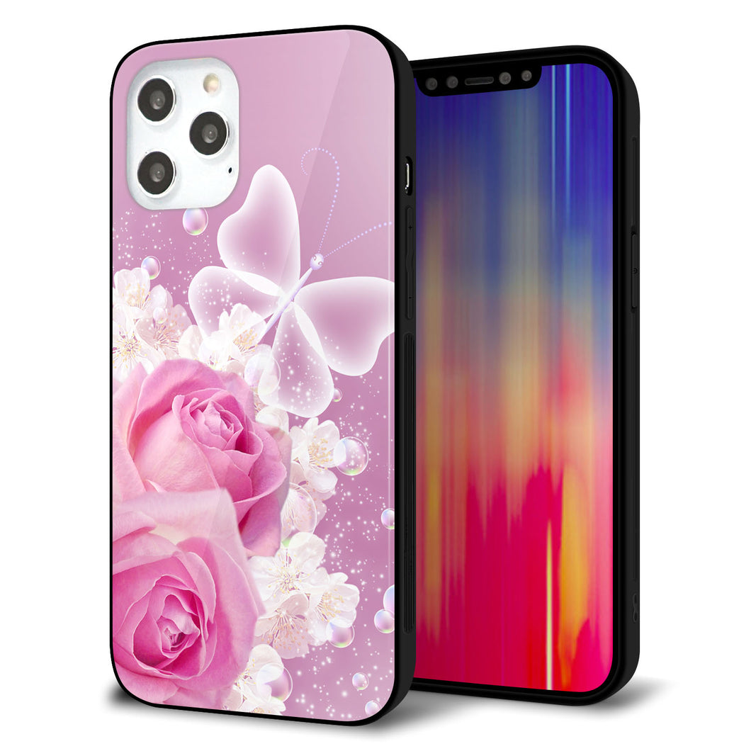 iPhone12 Pro Max 強化ガラス＆TPUスマホケース ガラプリ【1166 ローズロマンス】