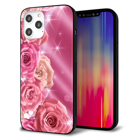 iPhone12 Pro Max 強化ガラス＆TPUスマホケース ガラプリ【1182 ピンクの薔薇に誘われて】