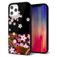iPhone12 Pro Max 強化ガラス＆TPUスマホケース ガラプリ【1237 和柄＆筆文字・夜桜の宴】